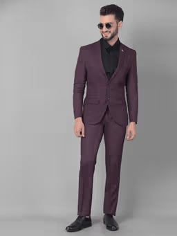 Mens Wine Checked 2 Piece Suit