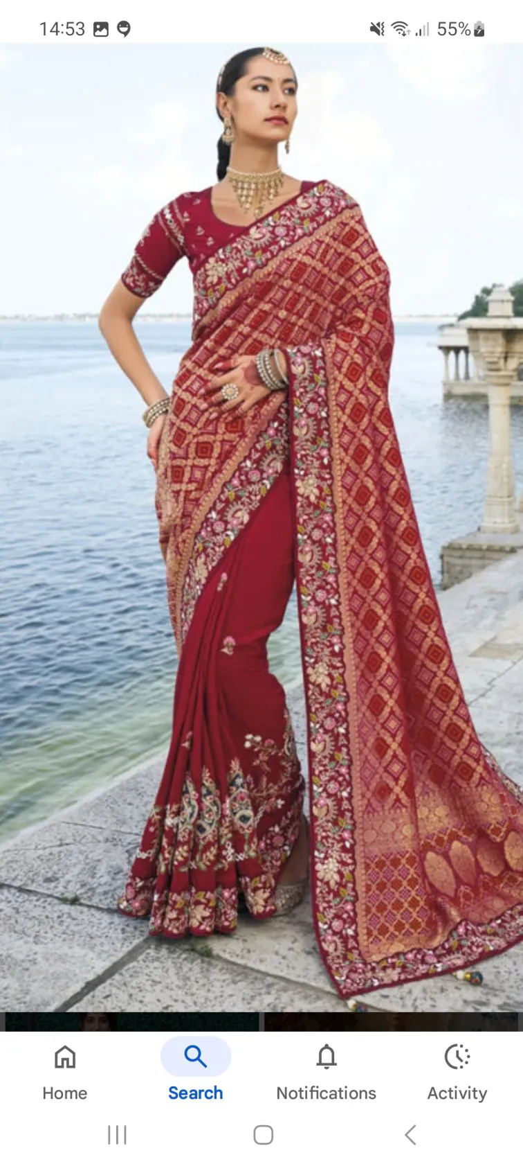 red wedding saree