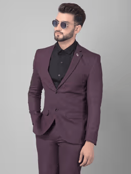 Mens Wine Checked 2 Piece Suit