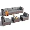 Qsun 7-Piece Outdoor Sectional Patio Furniture Set, PE Rattan Outdoor Furniture Patio Conversation S