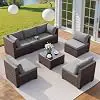 Qsun 7-Piece Outdoor Sectional Patio Furniture Set, PE Rattan Outdoor Furniture Patio Conversation S